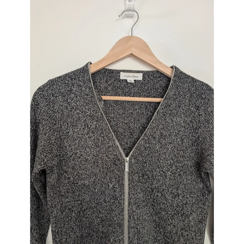 Calvin Klein‎ Zipper Front Ribbed Cardigan PM 90s Minimalist Women CBK Timeless